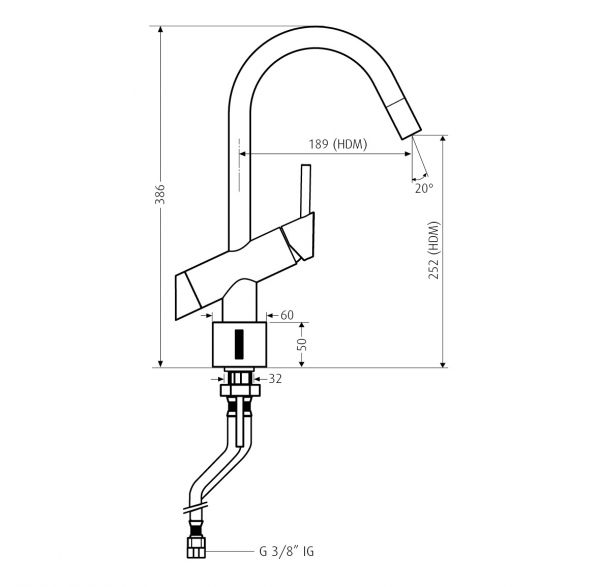 WimTec VIVA K6 - HDM 9 V Berührungslose Einhebel-Küchenarmatur, Batteriebetrieb, chrom