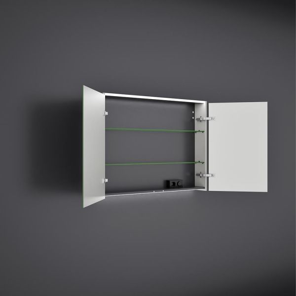 Burgbad Devio Spiegelschrank 100x76cm, LED-Beleuchtung, 2 Spiegeltüren, veloursgrau matt SPWD100F7216 