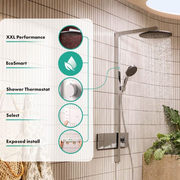 hansgrohe Raindance Alive S Duschsystem 300 EcoSmart, ShowerSelect Comfort, weiß matt