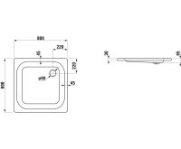 Vorschau: Laufen Platina Duschwanne 80x80cm flach, Einbauhöhe 6,5cm