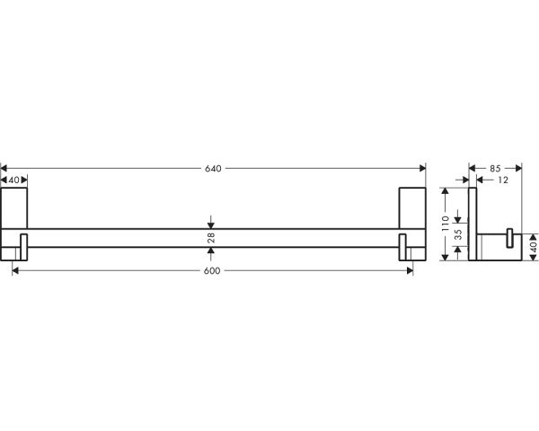 Axor Universal Rectangular Badetuchhalter 64cm, schwarz matt