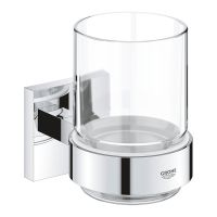 Grohe QuickFix Start Cube Glas mit Halter, zum Kleben oder Bohren, chrom 41097000 