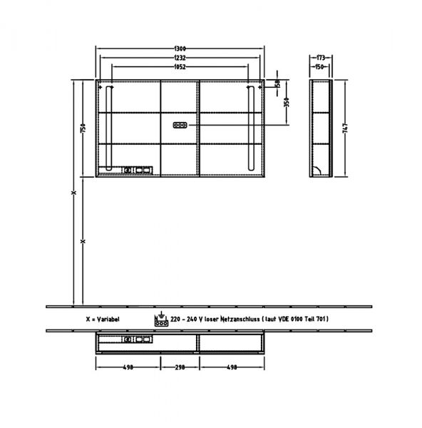 Villeroy&Boch More to See 14 LED-Aufputz-Spiegelschrank, dimmbar, 130x75cm