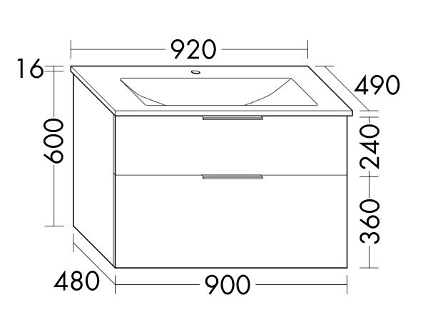 Burgbad Eqio Mineralguss-Waschtisch 92cm mit Waschtischunterschrank, 2 Auszüge