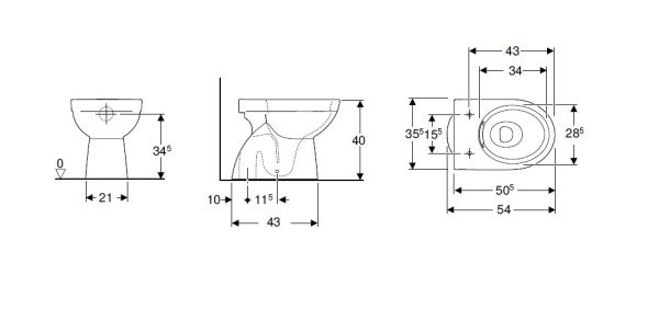 Geberit Renova Stand-WC Tiefspüler, Abgang vertikal, teilgeschlossene Form, Rimfree, weiß 500399012_2