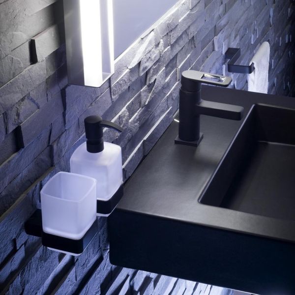 emco loft Glashalter Wandmodell, Kristallglas satiniert, schwarz 052013300