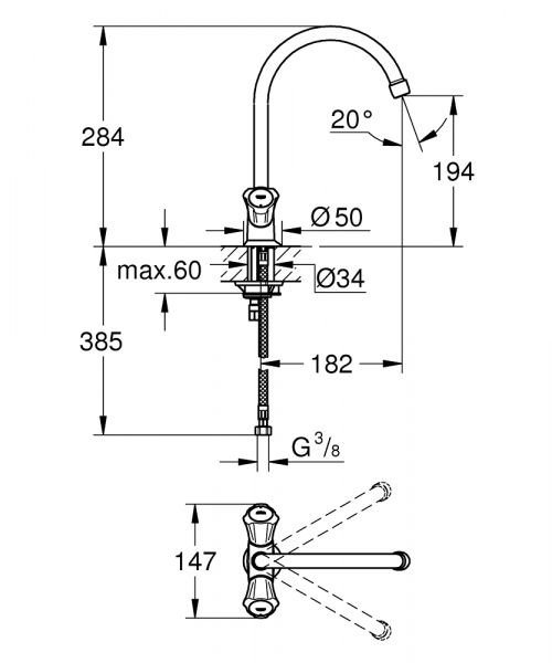 Grohe Costa L Spültisch-Einlochbatterie, chrom