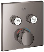 Vorschau: Grohe Grohtherm SmartControl Thermostat mit 2 Absperrventilen, Fertigmontageset eckig hard graphite 29124A00