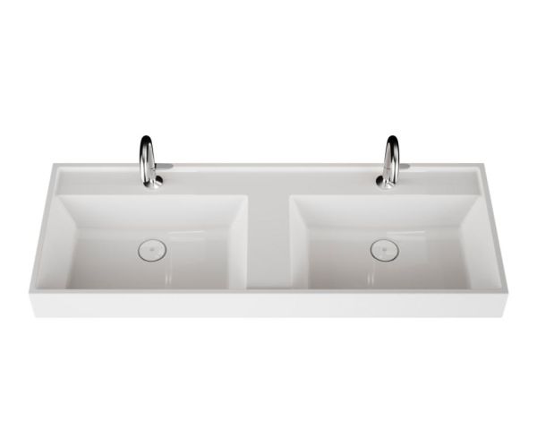 Burgbad Devio Mineralguss-Doppelwaschtisch 120cm mit Unterschrank, 1 Auszug & offenem Fach