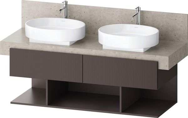 Duravit Balcoon Unterschrank 140x57x52cm, 2 Schubladen, 3 offene Fächer für 2 Aufsatzbecken