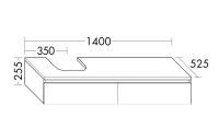 Vorschau: Burgbad Cube Waschtischunterschrank 140x52,5cm passend zu Grohe Cube, Höhe 25,5cm, 2 Auszüge