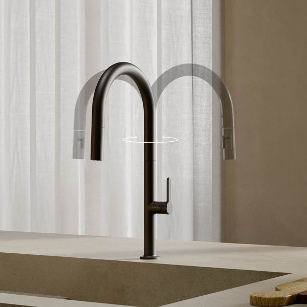 Kludi AUREA Küchenarmatur mit ausziehbarer Brause 558526675 schwarz matt