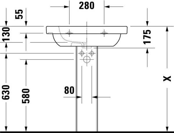 Duravit D-Code Waschtisch 65x48,5cm, mit Überlauf, ohne Wondergliss, weiß 03426500002