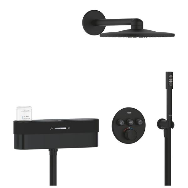 Grohe Grohtherm SmartControl PUREFOAM Duschsystem Unterputz mit Rainshower SmartActive 310, phantom black 105812KF00