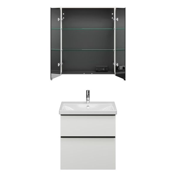 Burgbad Eqio Badmöbel-Set 65cm, Spiegelschrank, Keramik-Waschtisch & Unterschrank