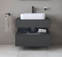 Duravit Qatego Unterschrank für Aufsatzbecken 80x55cm in graphit supermatt, mit offenem Fach QA4730