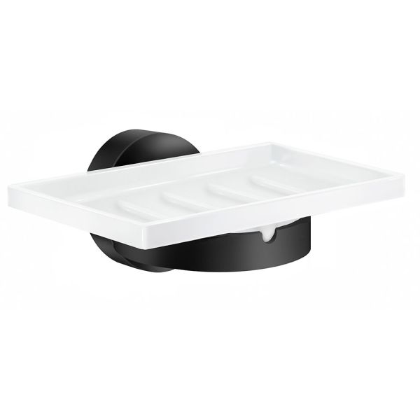 Smedbo Home Seifenschalenhalter mit Porzellanschale, schwarz HB342P