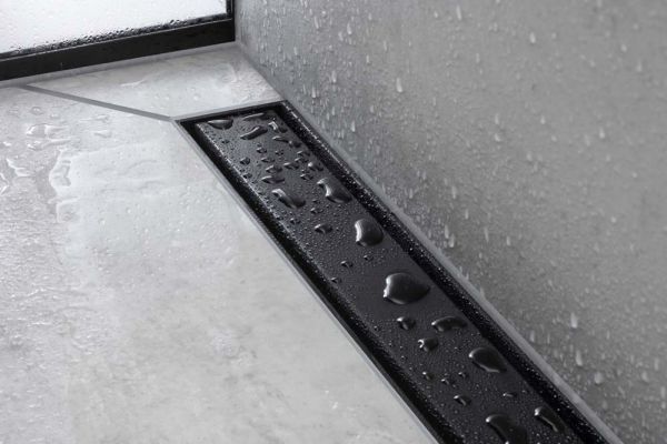 Hansgrohe RainDrain Match Fertigset Duschrinne 100cm, höhenverstell. Rahmen, befliesbar, schwarz matt 56041670