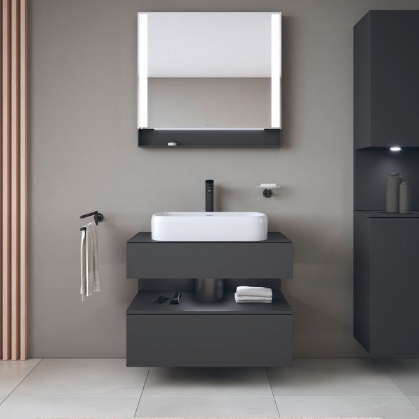 Duravit Qatego Unterschrank für Aufsatzbecken 80x55cm in graphit supermatt Antifingerprint