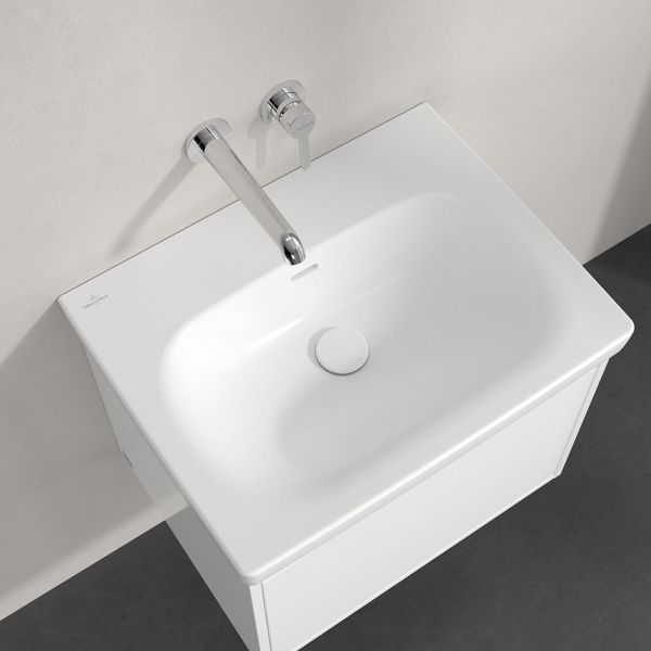 Villeroy&Boch Skyla Waschtisch 60x46cm ohne Hahnloch, mit Überlauf, stone white 5A5162RW 