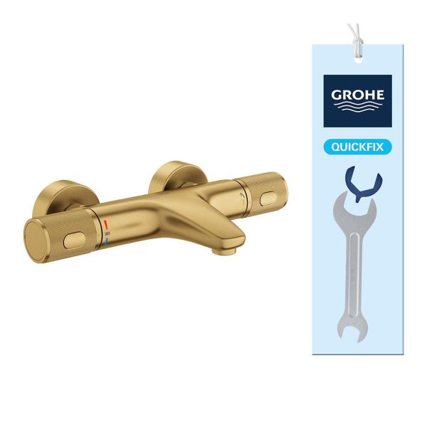 Grohe Precision Feel Thermostat-Wannenbatterie mit ProGrip Rändelstruktur, cool sunrise gebürstet