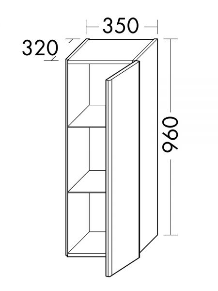 Burgbad Iveo Halbhoher Schrank mit 1 Tür UHHX035RF2833G0161