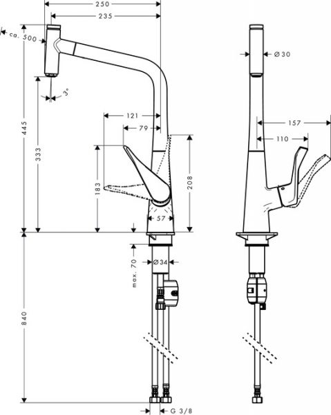 Hansgrohe Metris Select Einhebel-Küchenmischer 320 mit Ausziehauslauf