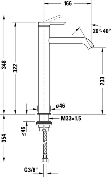 Duravit C.1 Einhebel-Waschtischmischer XL ohne Zugstangen-Ablaufgarnitur, chrom