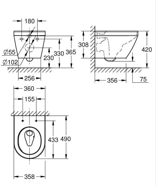 Grohe Euro Keramik Wand-WC compact, weiß