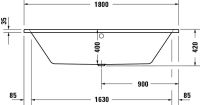 Vorschau: Duravit No.1 Rechteck-Badewanne 180x80cm, Mittelablauf, weiß