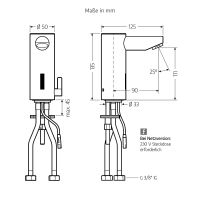 Vorschau: WimTec LITE Mischwasser-Waschtischarmatur HDM 230V Netzbetrieb, chrom