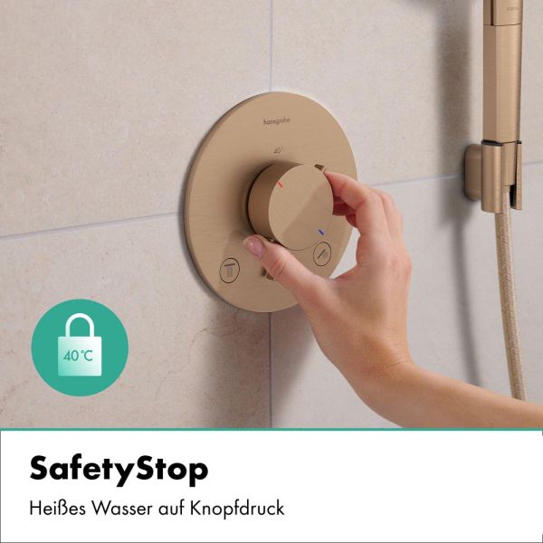 hansgrohe Ecostat Comfort S Thermostat, 2 Funktionen mit Sicherungskombination, brushed bronze
