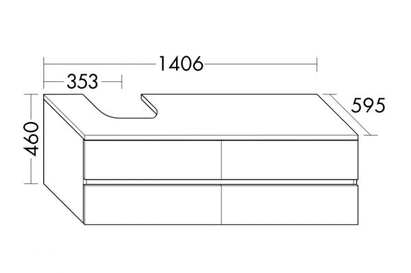 Burgbad Cube Waschtischunterschrank 140,6x59,5cm passend zu Grohe Cube, 4 Auszüge