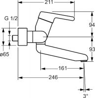 Vorschau: Hansa Hansamedipro Waschtisch-Einhand-Wandbatterie, 246mm, chrom