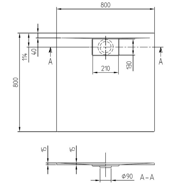 Villeroy&Boch Architectura MetalRim Duschwanne, superflach 80x80cm, weiß