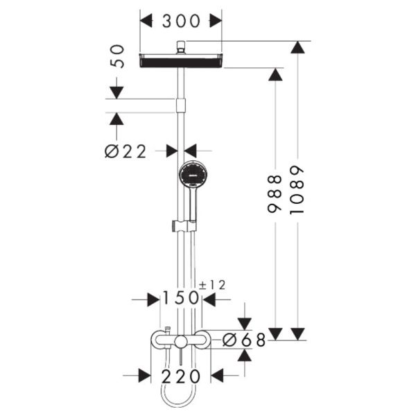 hansgrohe Activera Q Duschsystem 290 1jet mit Einhebelmischer Varia, EcoSmart, chrom