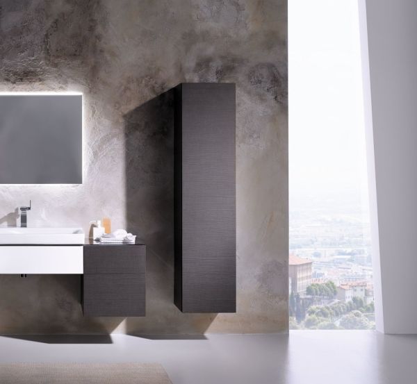 Geberit Xeno² Hochschrank 40x170cm, 1 Tür mit Spiegel an der Innenseite, scultura grau 500503431