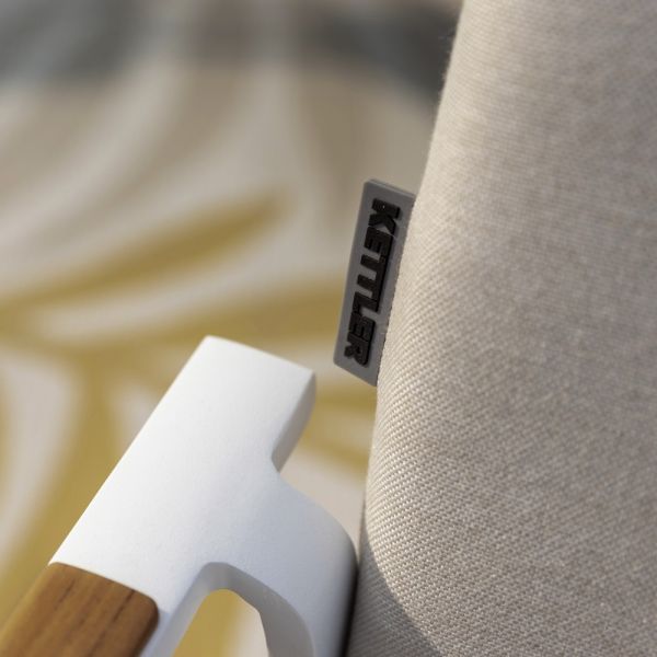 KETTLER DINING DIAMOND Outdoor Ess-Tisch mit 4 Stühlen Sunbrella®, weiß matt/ natte linen chalk