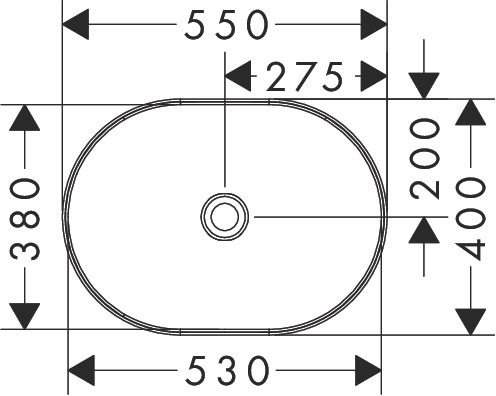 Hansgrohe Xuniva U Aufsatz-Waschtisch oval 55x40cm ohne Hahnloch, ohne Überlauf, weiß