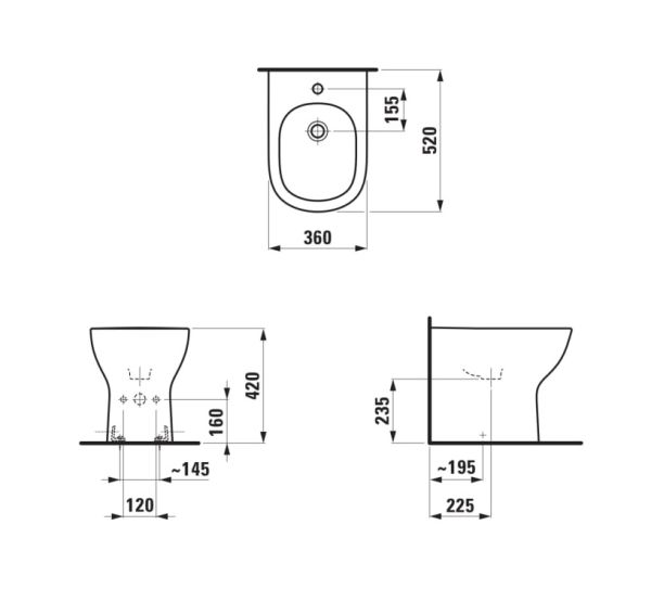 Laufen Lua Stand-Bidet mit Überlauf