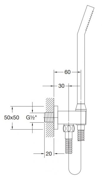 Steinberg Stabhandbrausegarnitur mit integriertem Brauseanschlussbogen 1/2", mit Halter, chrom