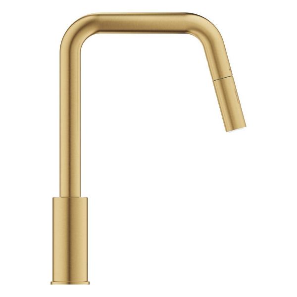 Grohe QuickFix Start Küchenarmatur mit Ausziehbrause, cool sunrise gebürstet