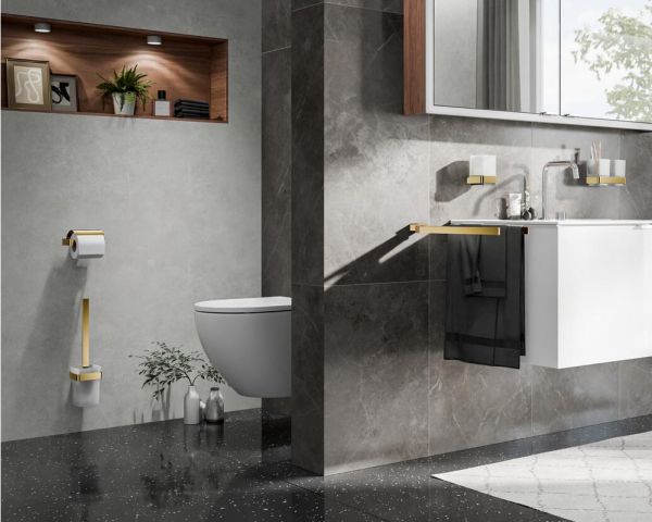 emco loft Toilettenbürstengarnitur Kristallglas satiniert, gold poliert 