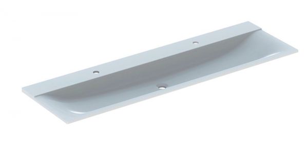 Geberit Xeno² Waschtisch aus Mineralwerkstoff, mit 2x1 Hahnloch, 160x48cm, weiß