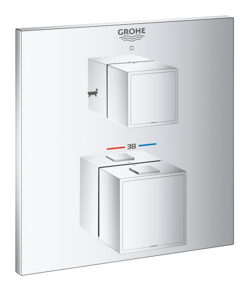 Grohe Grohtherm Cube Thermostat-Wannenbatterie mit integrierter 2-Wege-Umstellung, wassersparend