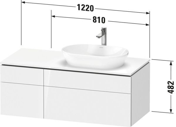 Duravit L-Cube Waschtischunterschrank wandhängend 122x55cm mit 4 Schubladen für Aufsatzbecken rechts