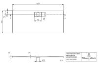 Vorschau: Villeroy&Boch Architectura MetalRim Duschwanne, 160x70cm, weiß technische Zeichnung