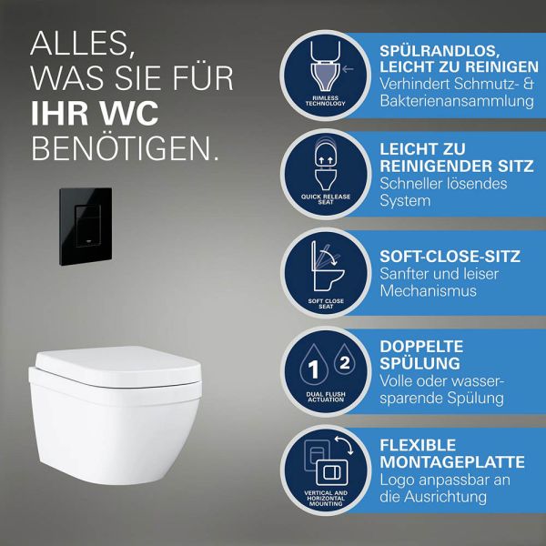 Grohe Solido WC 5-in-1-Set mit Betätigung in schwarz, weiß