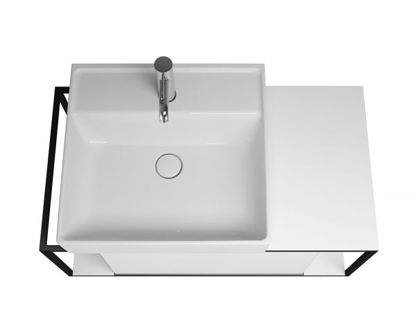 Burgbad Junit Badmöbel-Set 90cm, Leuchtspiegel, Aufsatzwaschtisch und WT-Unterschrank
