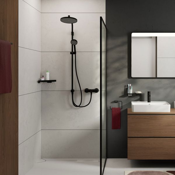 hansgrohe Activera S Duschsystem 240 1jet Reno Varia, EcoSmart, schwarz matt